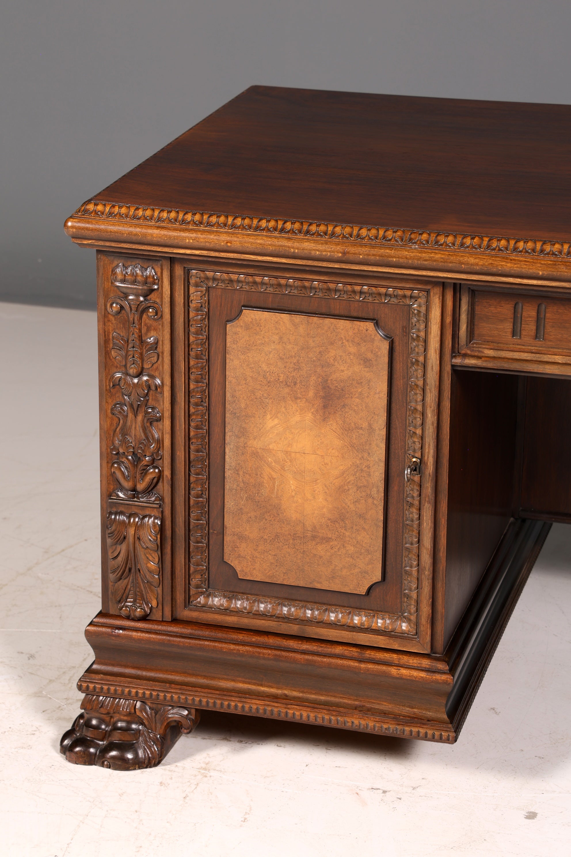 Imposanter Neorenaissance Schreibtisch Herrenzimmer Bürotisch Antik Office Table Echt Holz Vintage