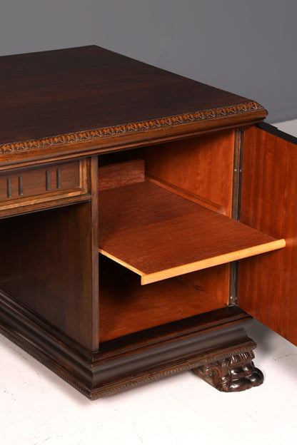 Imposanter Neorenaissance Schreibtisch Herrenzimmer Bürotisch Antik Office Table Echt Holz Vintage