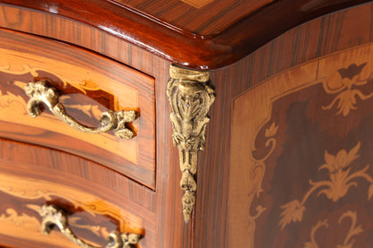 Traumhaftes Barock Stil Louis XV Highboard Vertiko Intarsien Kommode Schubladenkommode