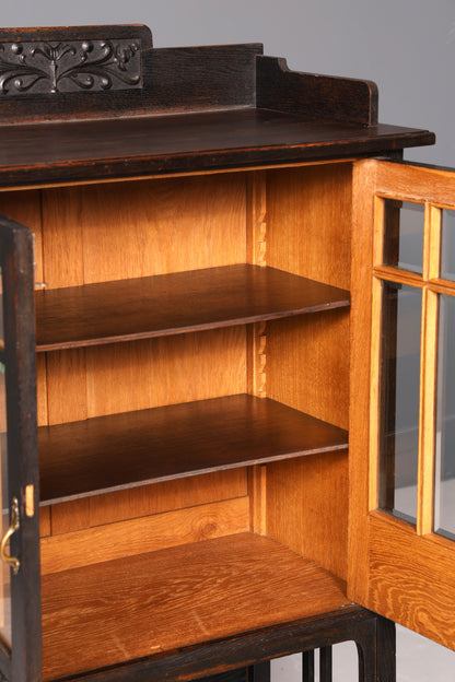 G217 Finish cm Traumhafte Jugendstil Vitrine Antike Holz Bücherschrank Eiche Antik Schrank Geschirrschrank (Kopie)