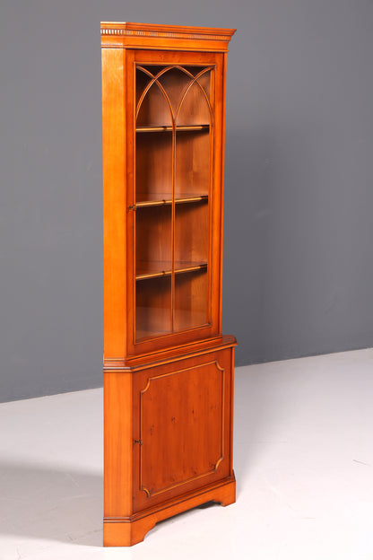 Wunderschöne Englische Eckvitrine Antik 60s Echt Holz Schrank Eckschrank Glasvitrine Vitrine
