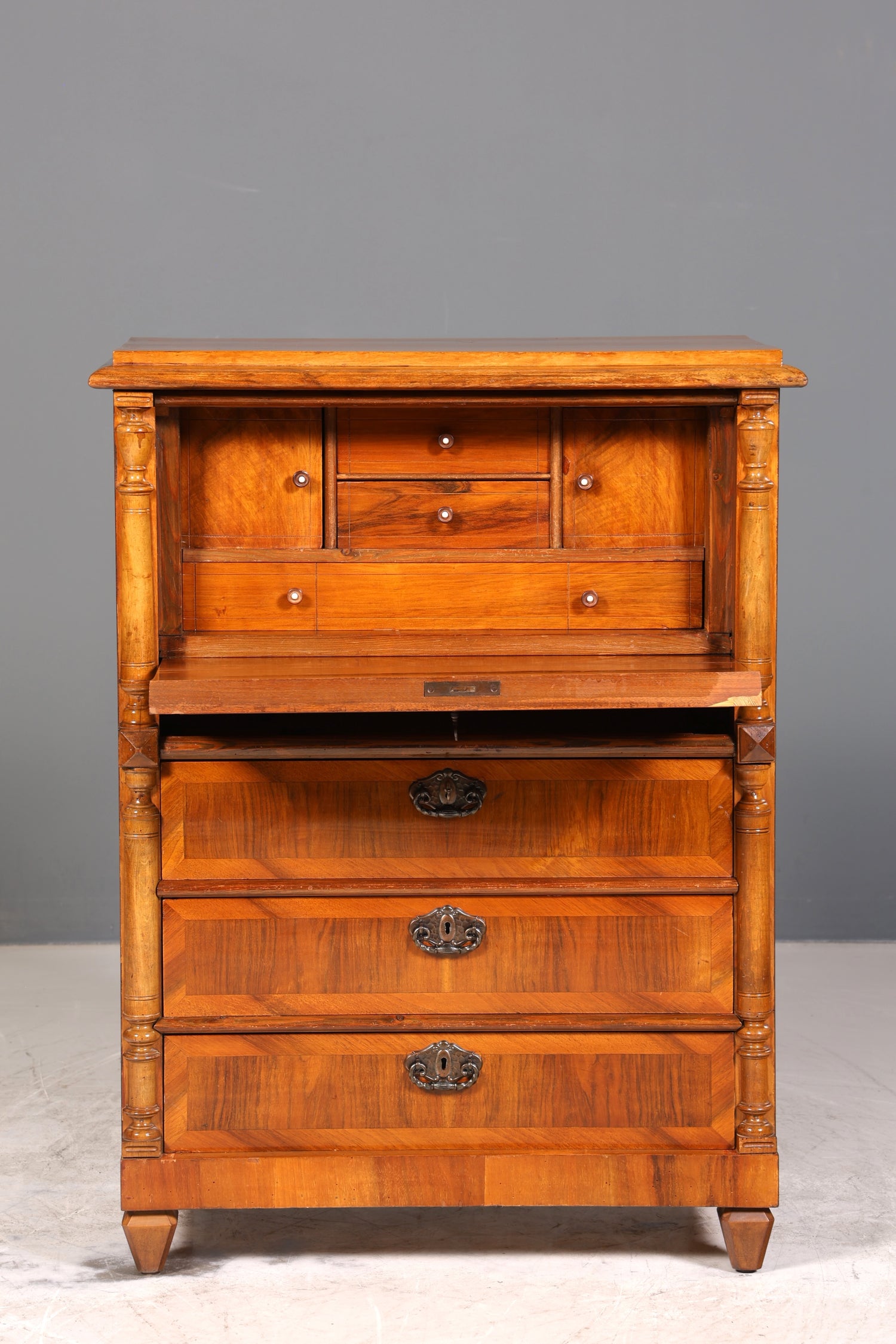 Stilvoller Gründerzeit Sekretär Vertiko Highboard Louis Philippe Kommode Sekretär Schrank um 1880