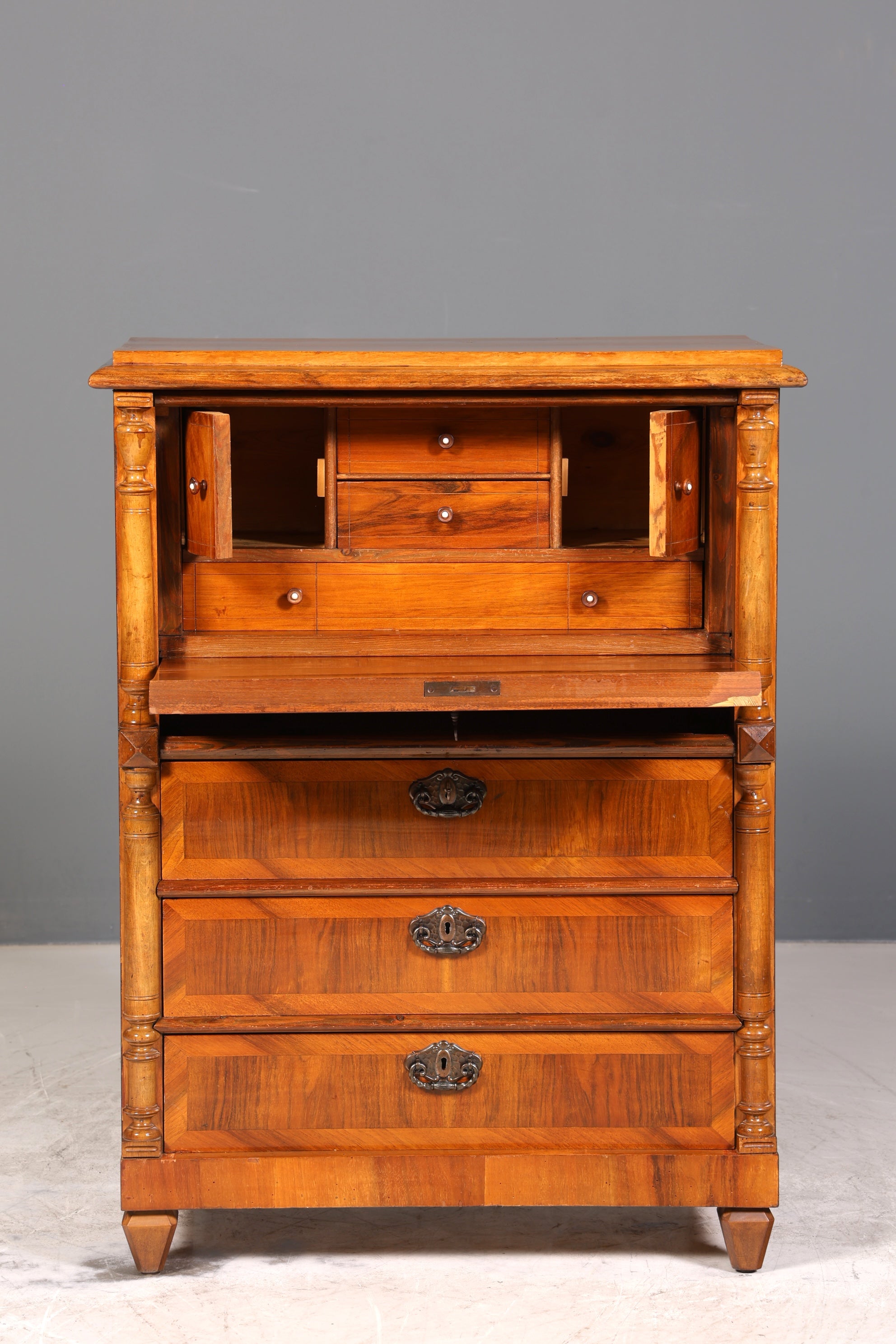 Stilvoller Gründerzeit Sekretär Vertiko Highboard Louis Philippe Kommode Sekretär Schrank um 1880