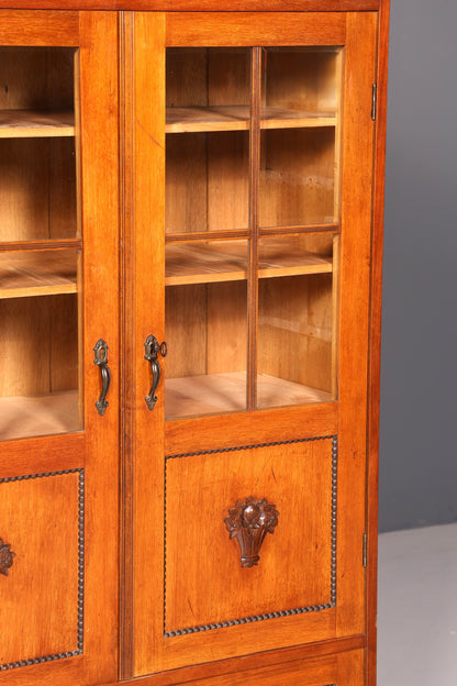 Traumhafte Jugendstil Vitrine Antik Holz Bücherschrank Eiche Antik Schrank Geschirrschrank