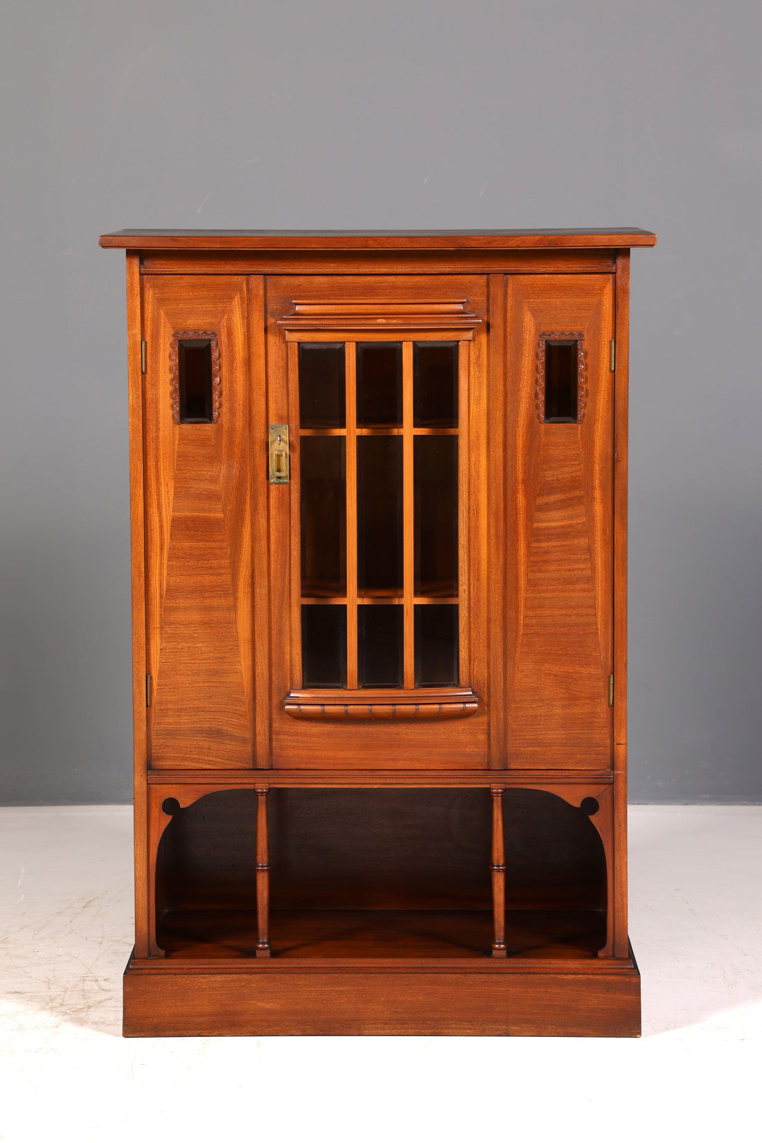 Dreamy Art Nouveau Display Cabinet Oak Antique Wooden Bookcase Cabinet China Cabinet Glass Display Case Vintage