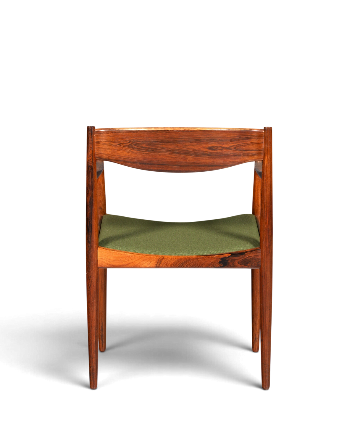 Hauptstadt Möblerei Mid Century Stuhl von Henry W. Klein für Bramin aus Holz mit grünem Sitzpolster