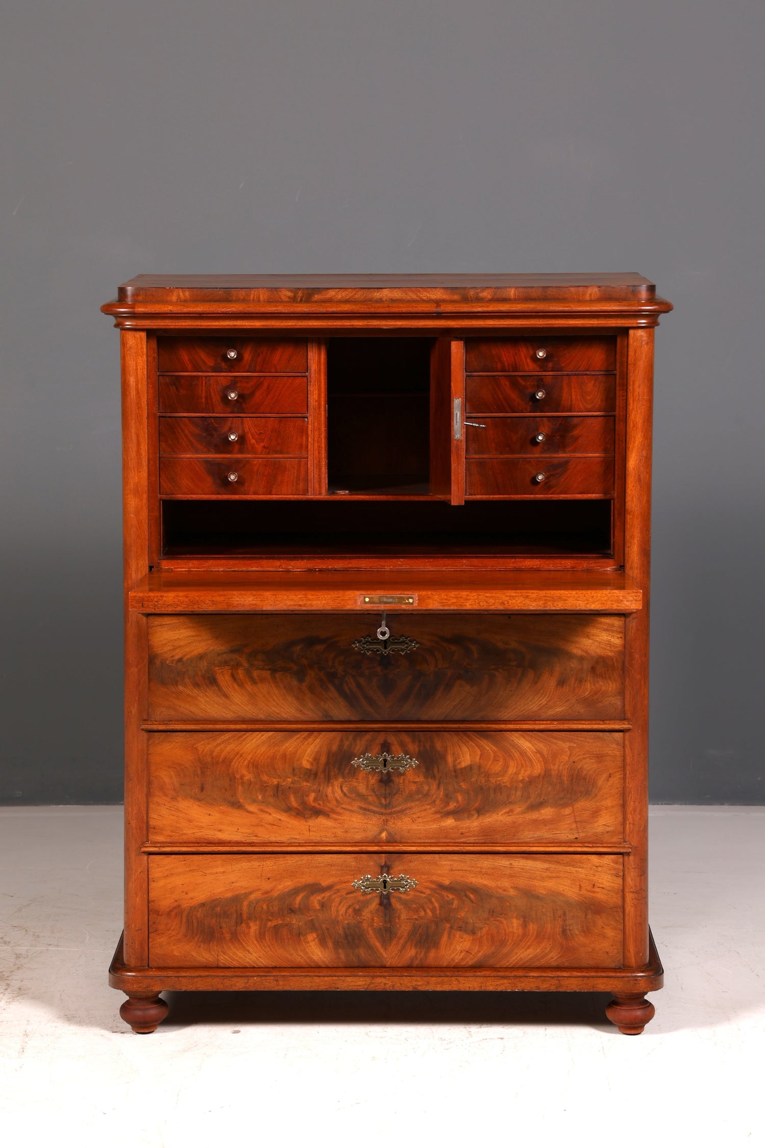 Wunderschöner Louis Philippe Sekretär Vertiko Highboard Gründerzeit Kommode Schrank um 1880 Antik Vintage