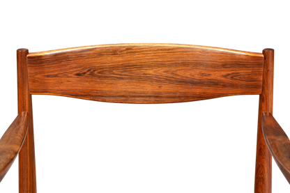 Hauptstadt Möblerei Mid Century Armlehnstuhl von Henry W. Klein für Bramin mit markanter Holzmaserung