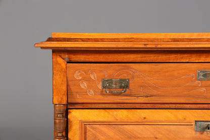 Beautiful Art Nouveau Secretary Walnut Gründerzeit Vertiko Antique Chest of Drawers around 1900