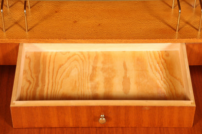 Schlichter Mid Century Rollladen Sekretär echt Holz Büro Schrank Vintage Schreibkommode