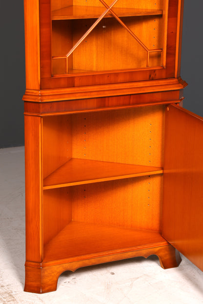 Wunderschöne Original Heldense Eckvitrine Eibe Englisch Antik Echt Holz Schrank Eckschrank Glasvitrine Vintage