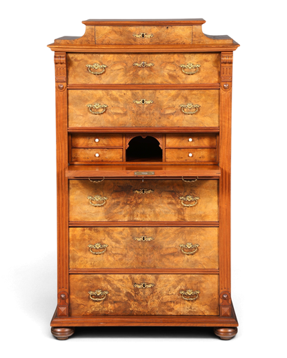 Stilvoller Gründerzeit Sekretär Vertiko Highboard Louis Philippe Chiffoniere Kommode um 1880