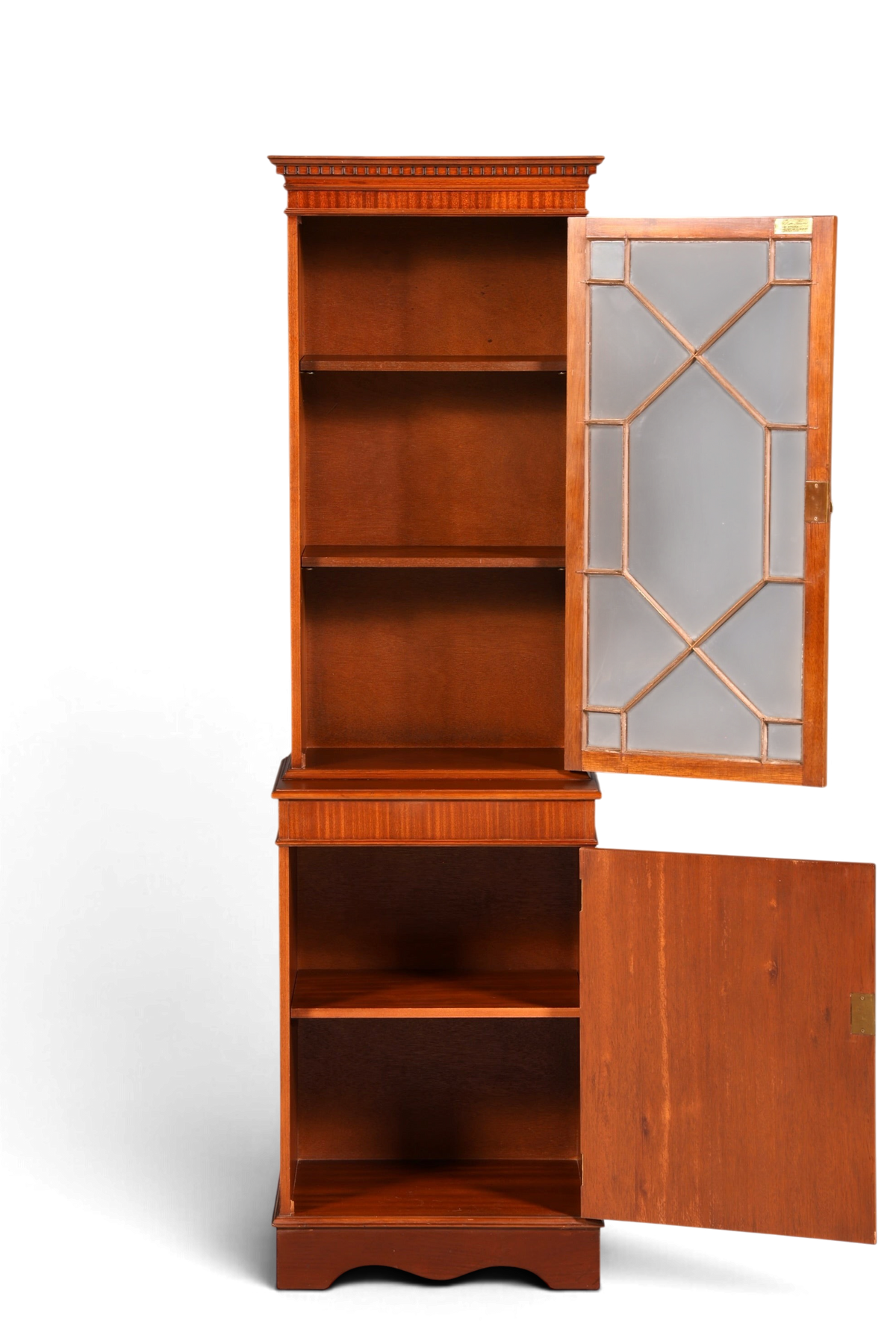 Hauptstadt Möblerei englische Vitrine aus Echtholz mit Glastür und höhenverstellbaren Regalböden im Vintage-Stil