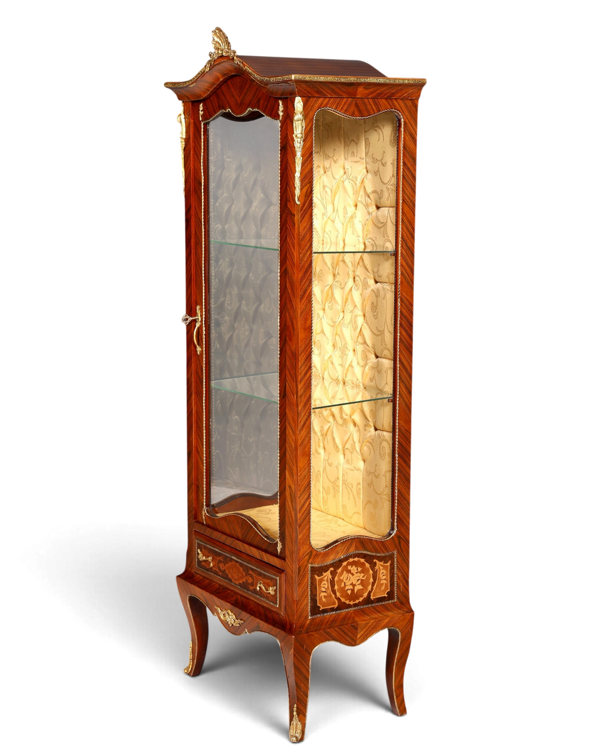 Traumhafte Barock Stil Vitrine Antik Stil Sammler Schrank Intarsien Glasschrank
