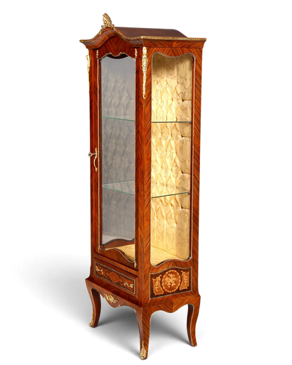 Traumhafte Barock Stil Vitrine Antik Stil Sammler Schrank Intarsien Glasschrank