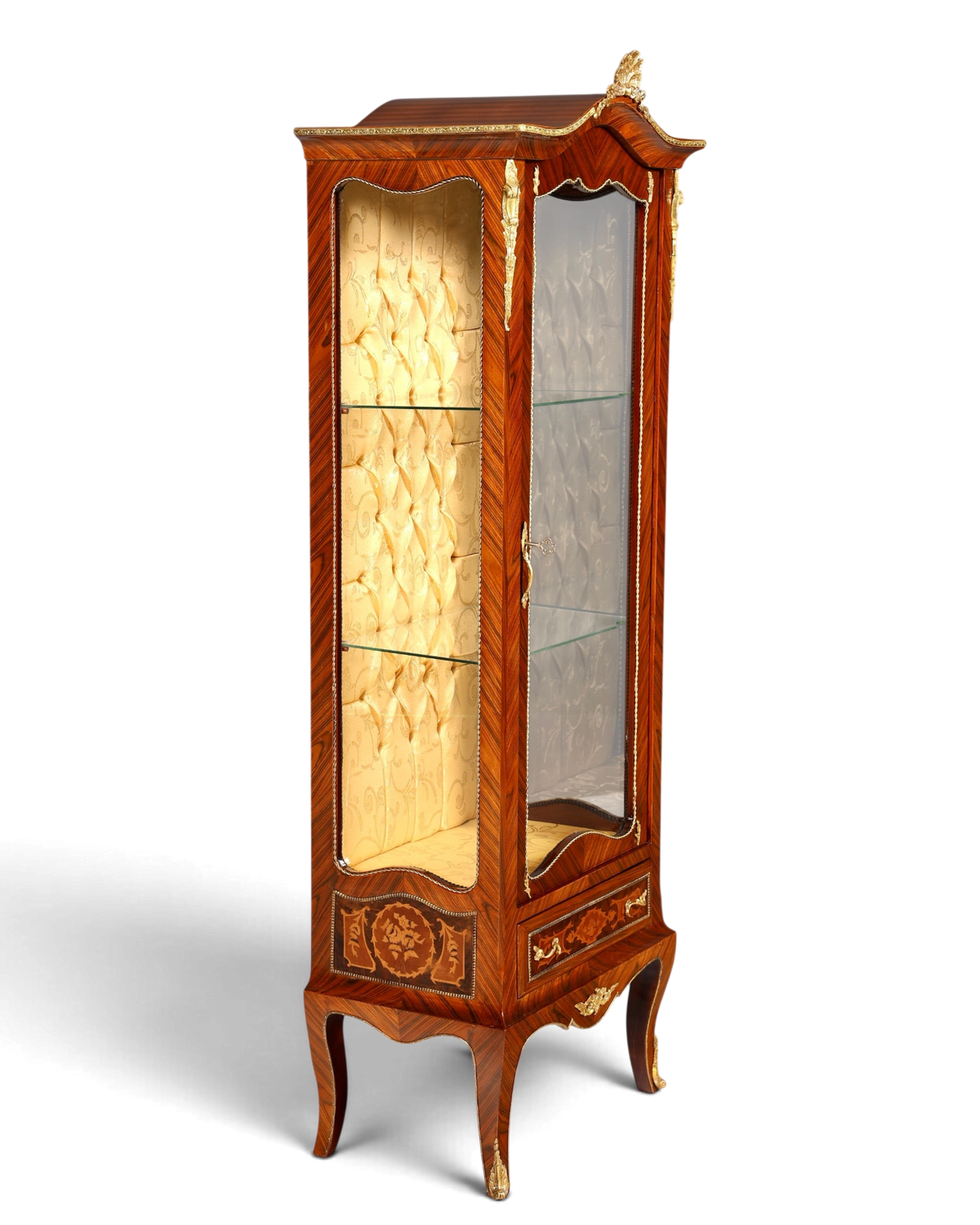 Traumhafte Barock Stil Vitrine Antik Stil Sammler Schrank Intarsien Glasschrank