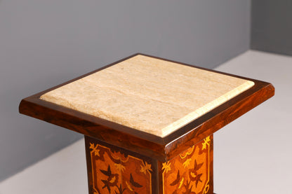 Stilvolle Barock Säule Louis XV Blumensäule Marmor Ablage Naturstein Intarsien Antik Stil