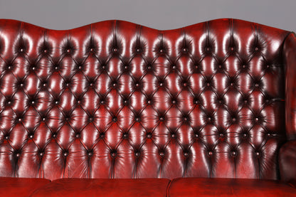 Wunderschönes Original Chesterfield Queen Anne Sofa 3er Sofa Englische Leder Couch Polstersofa Antik England
