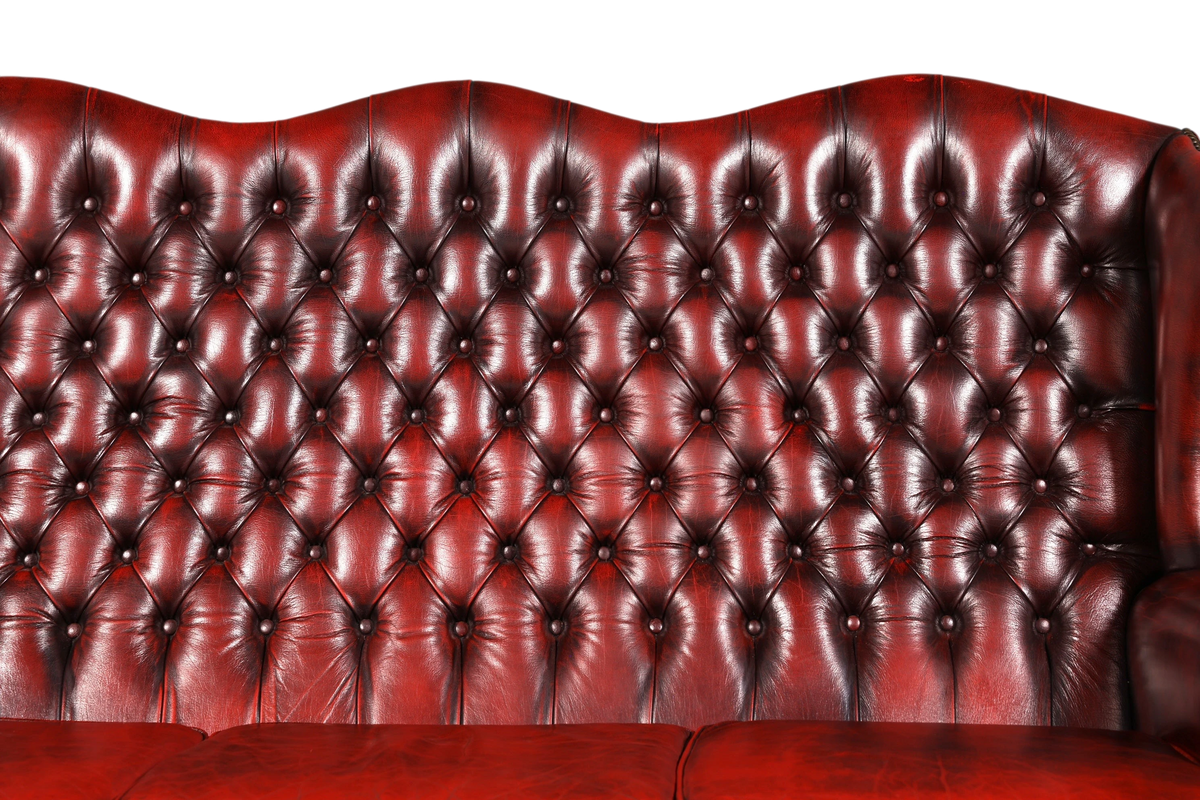 Beautiful Original Chesterfield Queen Anne Sofa 3-Seater English Leather Couch Upholstered Sofa Antique England