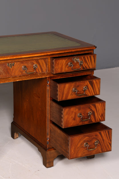 Wunderschöner Englischer Schreibtisch Mahagoni echt Lederauflage Bürotisch Antik Office Desk Vintage