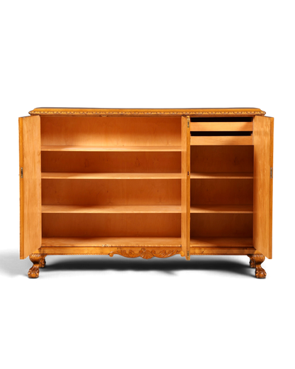 Hauptstadt Möblerei Chippendale Highboard aus massivem Holz mit offenen Türen, Regalböden und Schublade im Barock-Stil