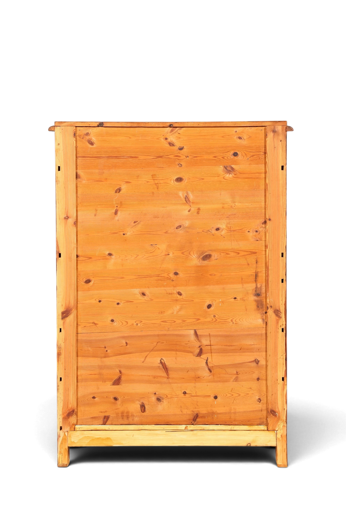 Hauptstadt Möblerei Gründerzeit Sekretär aus massivem Holz mit sichtbarer Maserung, Rückansicht des antiken Möbelstücks