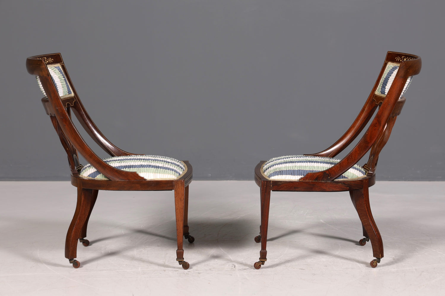 2x Wunderschöne Englische Stühle Edwardian Stuhl Set Antik Küchenstühle Polsterstühle Stuhl Set