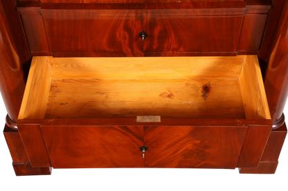Hauptstadt Möblerei Biedermeier sekreterin açık çekmecesi, zengin ahşap damarlı masif ahşap detayları ile.