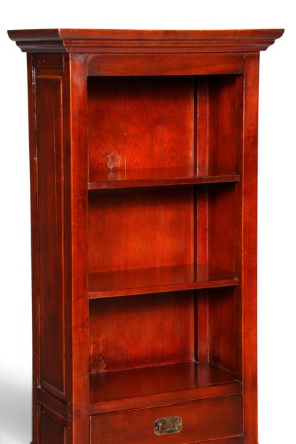 Hauptstadt Möblerei Bücherregal aus dunklem Massivholz im Kolonialstil mit Schublade und offenen Regalfächern