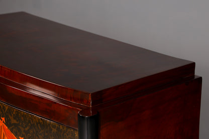 Wunderschönes Art Deco Design Highboard Schrank Kommode Vertiko Sun Cabinet Wäscheschrank