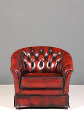 Stilvoller Original Chesterfield Sessel Englischer Armlehnsessel Oxblood Englisch Herrensessel 1 von 2