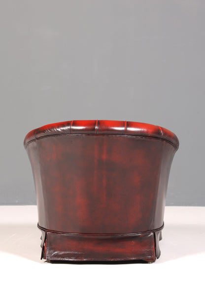 Stilvoller Original Chesterfield Sessel Englischer Armlehnsessel Oxblood Englisch Herrensessel 1 von 2