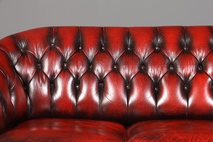 Wunderschönes Original Chesterfield Sofa 3- Sitzer echt Leder Englisch Oxblood Couch