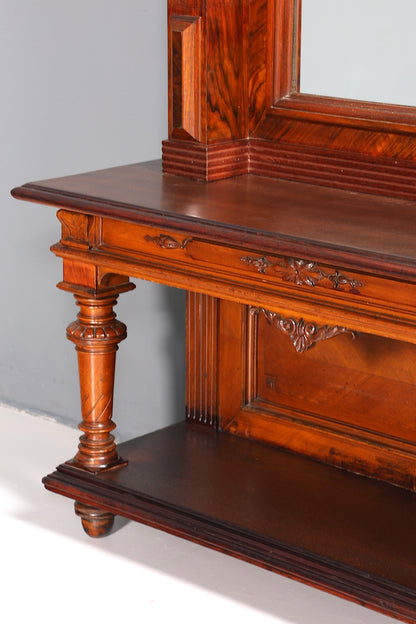 Beautiful Gründerzeit console table with mirror top and shelf, circa 1880, antique hallway mirror, Trimeau