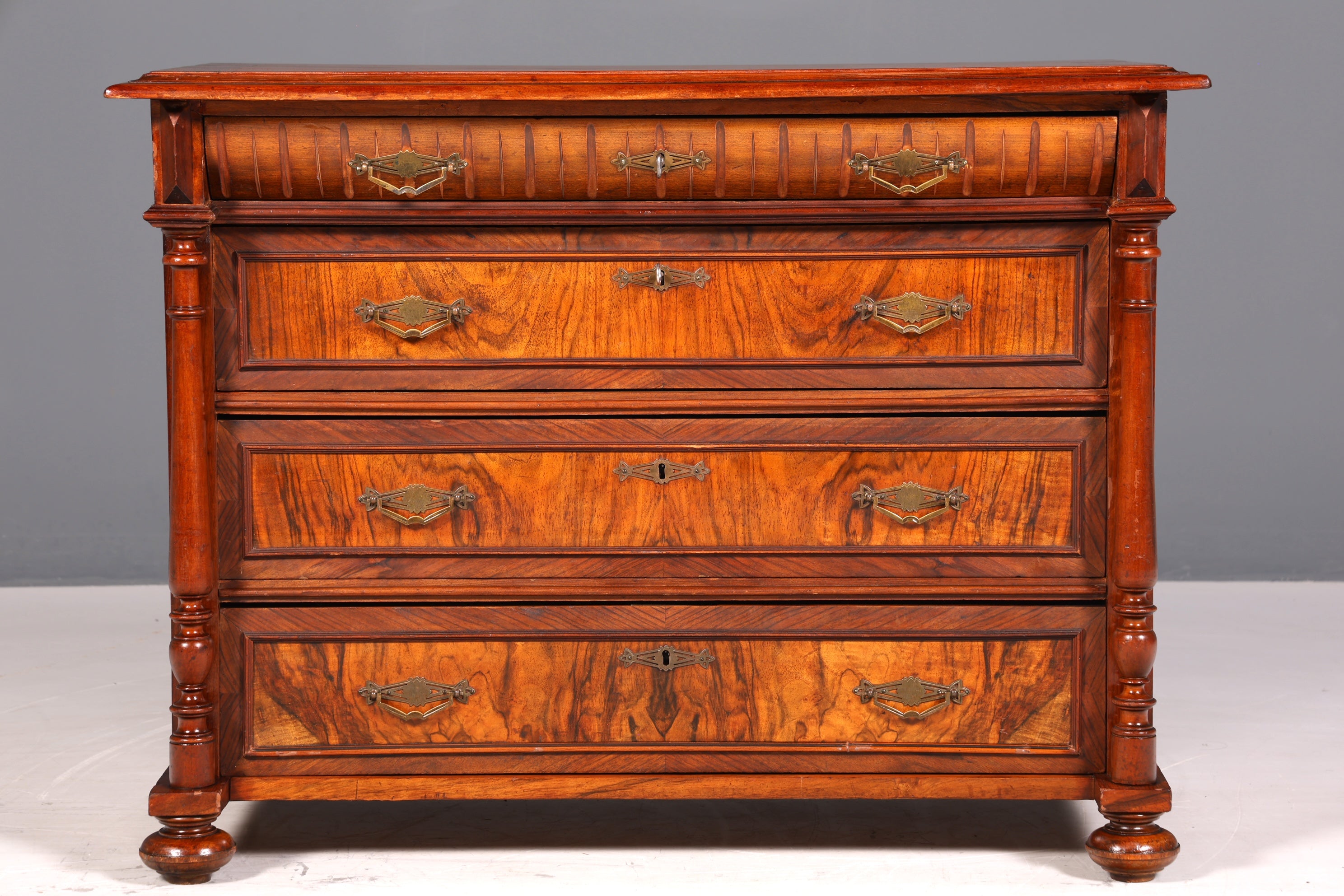 Beautiful Gründerzeit Louis Philippe chest of drawers, walnut sideboard circa 1880