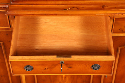 Beautiful English Display Cabinet Bookcase Yew Library Glass Display Cabinet Sideboard Antique