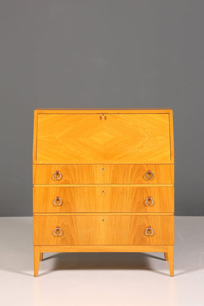 Schlichter Mid Century Sekretär Vintage Schreibmöbel echt Holz Kommode Retro Office Secretary