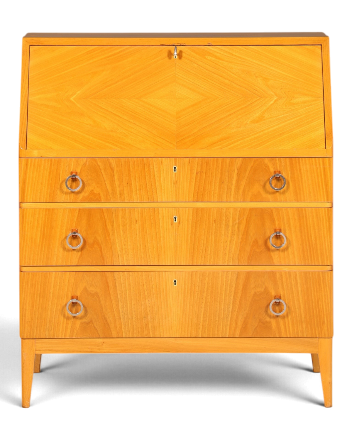 Schlichter Mid Century Sekretär Vintage Schreibmöbel echt Holz Kommode Retro Office Secretary