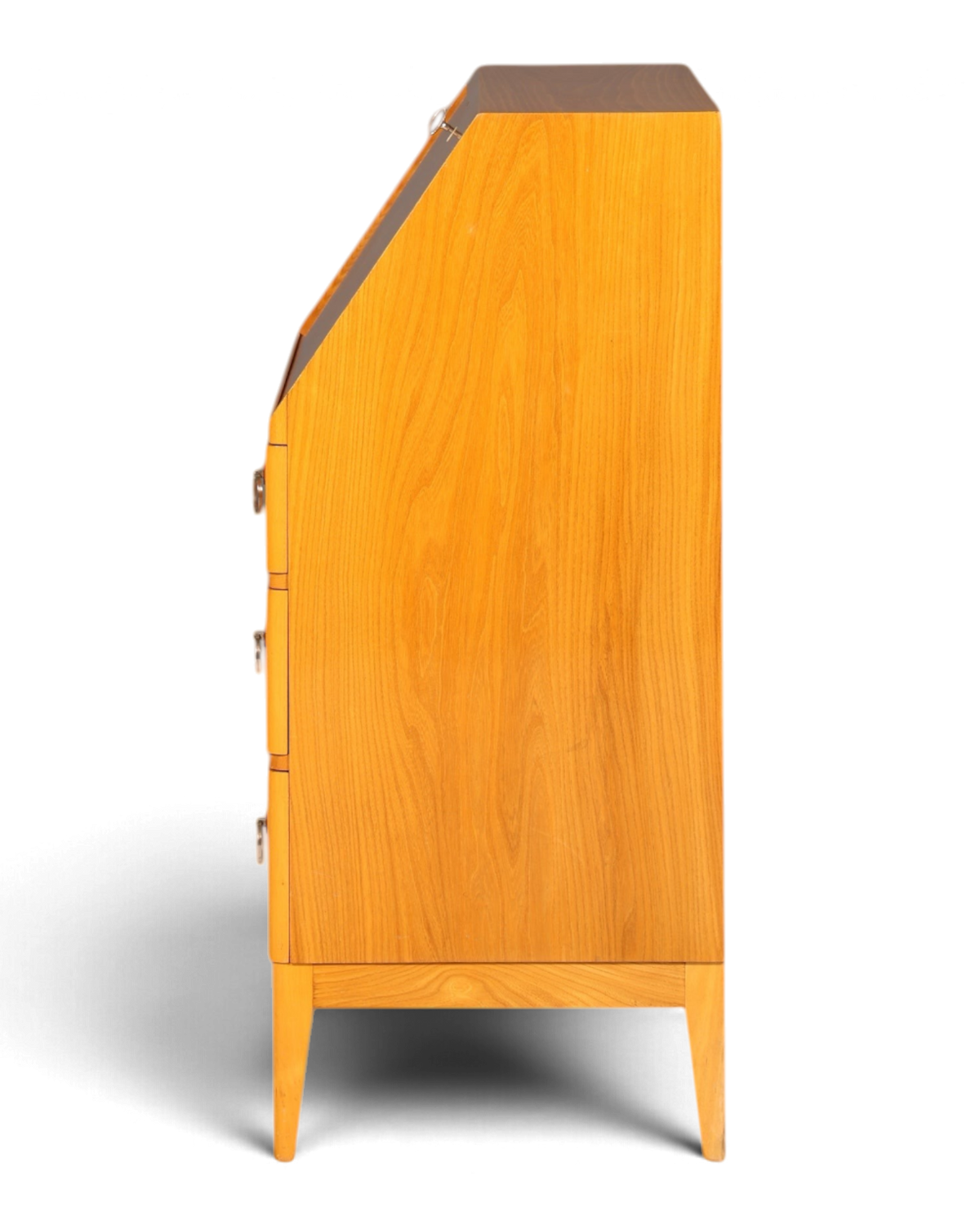 Schlichter Mid Century Sekretär Vintage Schreibmöbel echt Holz Kommode Retro Office Secretary