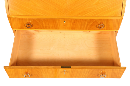 Schlichter Mid Century Sekretär Vintage Schreibmöbel echt Holz Kommode Retro Office Secretary