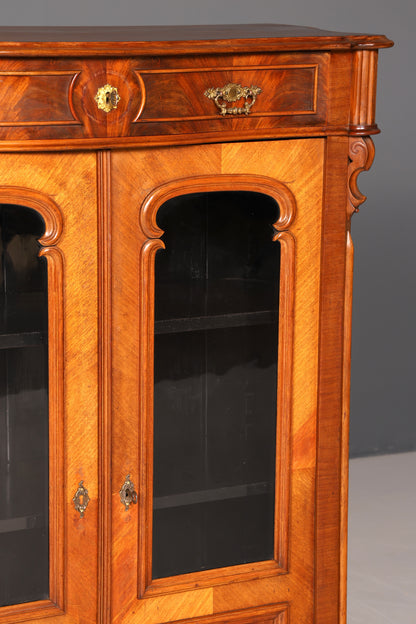 G322 Finish Edler Gründerzeit Vitrine um 1880 Schrank Antik Jugendstil Nussbaum Bücherregal (Kopie)