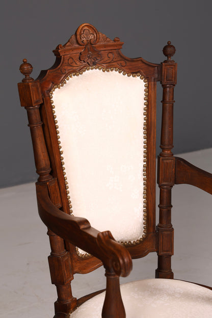 Elegant Neo-Renaissance armchair, antique Historicist chair, Gründerzeit secretary chair, desk chair, upholstered chair 2 of 2