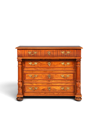 Hauptstadt Möblerei antike Louis Philippe Kommode aus massivem Holz mit dekorativen Messingbeschlägen um 1890