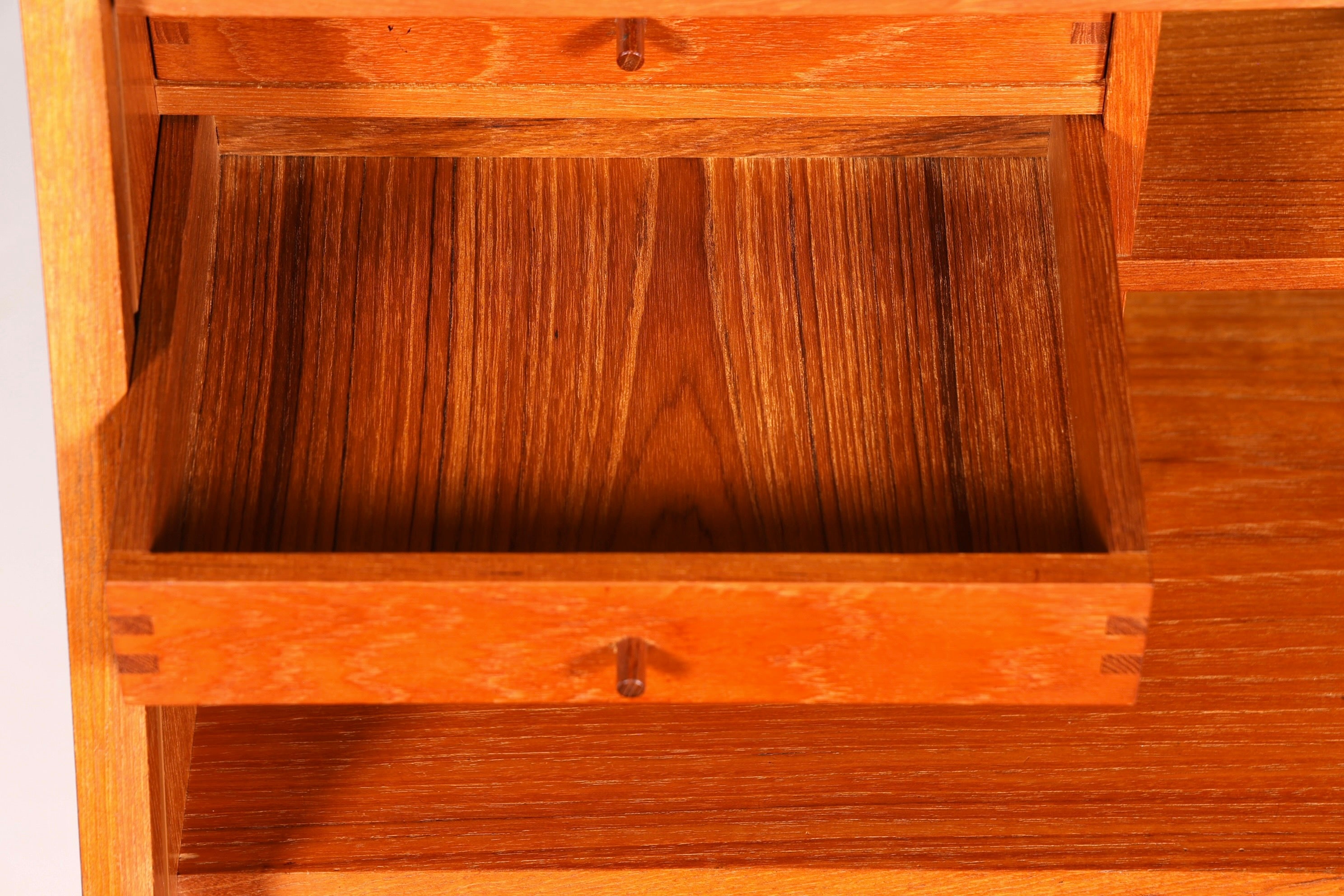 Elegant original Dyrlund secretary desk, mid-century design, teak wood chest of drawers, writing desk