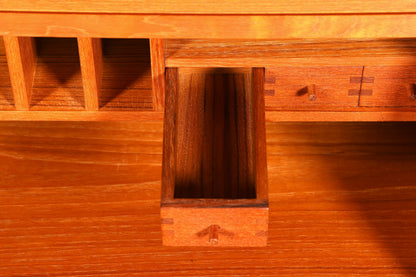 Elegant original Dyrlund secretary desk, mid-century design, teak wood chest of drawers, writing desk