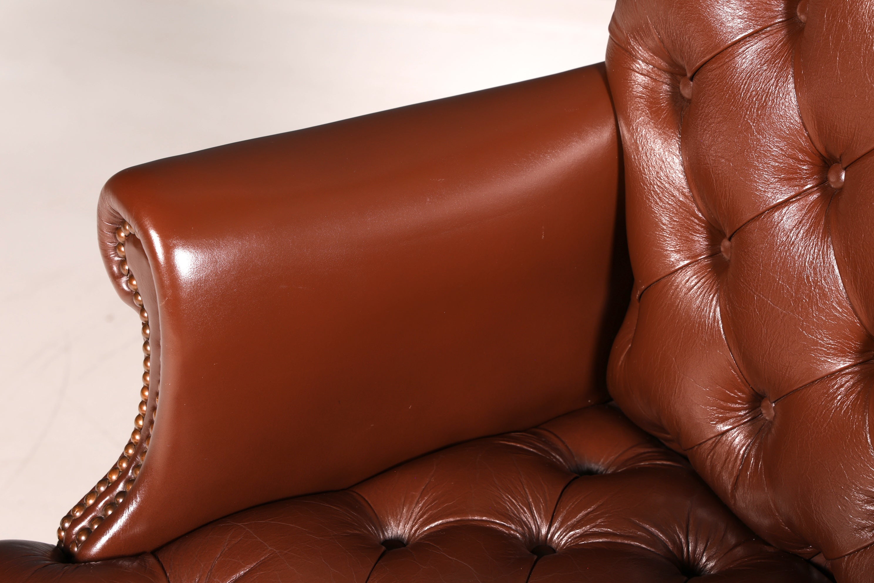 Edler Chesterfield Chefsessel Bürostuhl Echtleder Braun Drehsessel Schreibtischstuhl Bürosessel