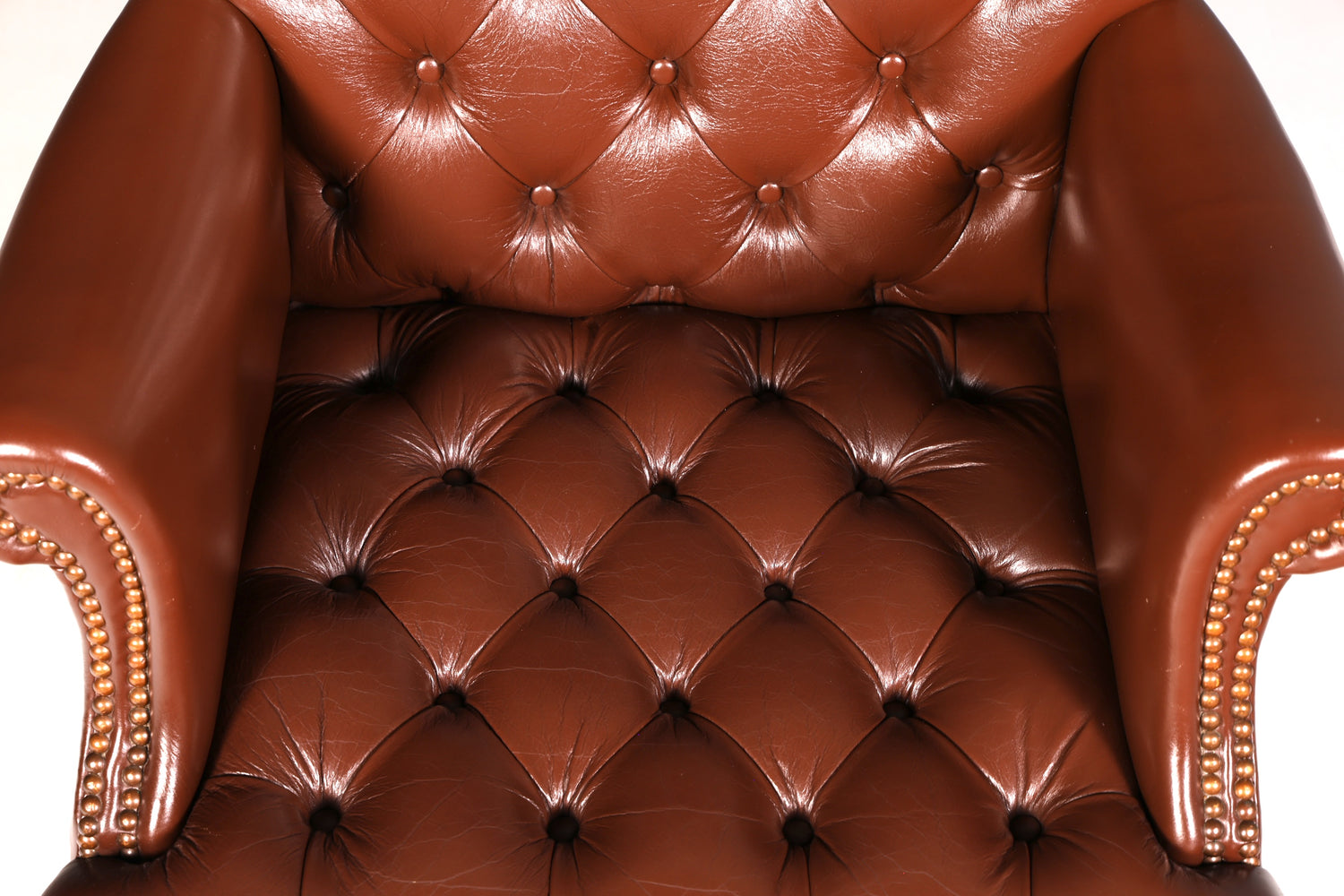Edler Chesterfield Chefsessel Bürostuhl Echtleder Braun Drehsessel Schreibtischstuhl Bürosessel