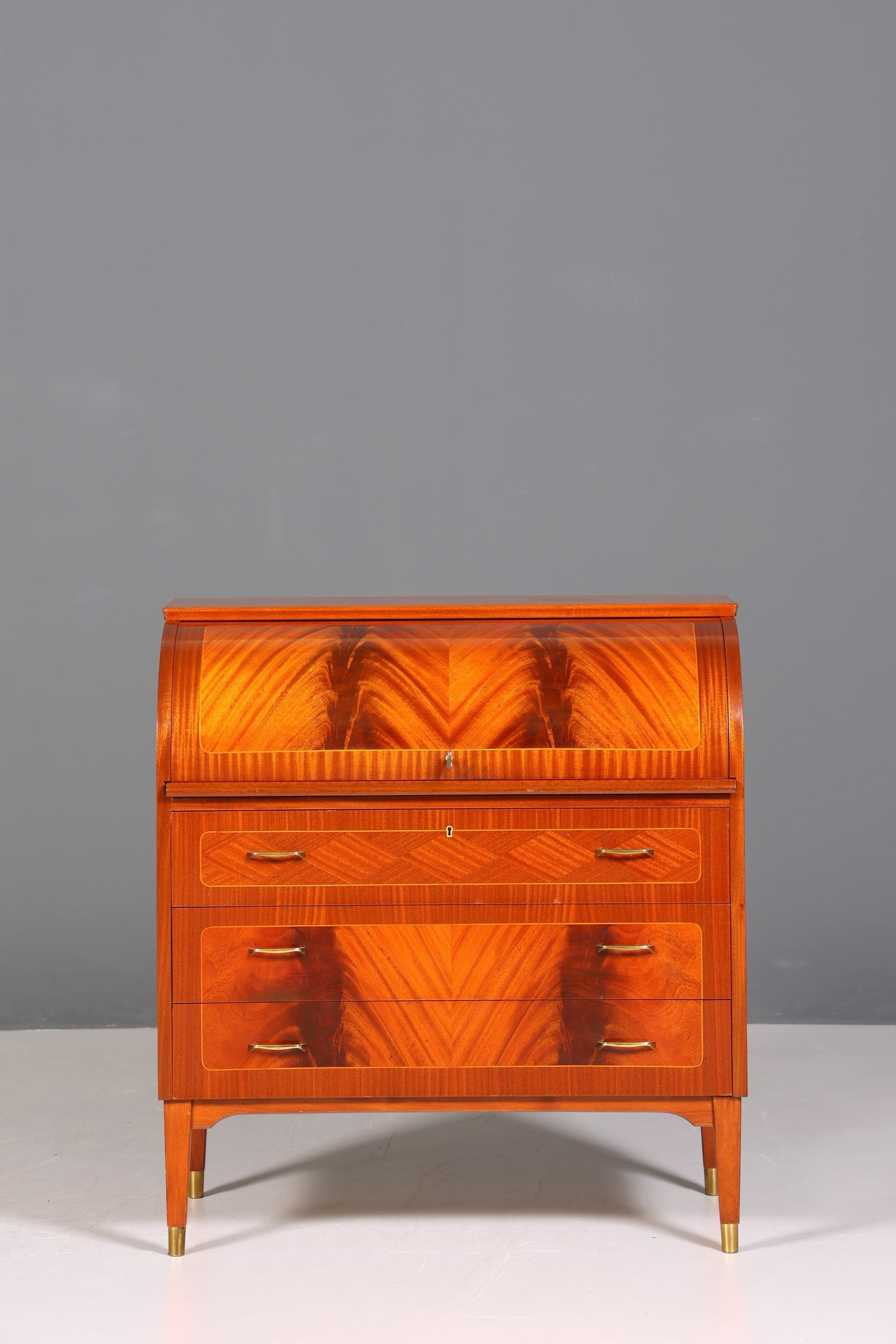 F224 Finish cm Wunderschöner Mid Century Rollladen Sekretär echt Holz Büro Schrank Vintage Schreibkommode