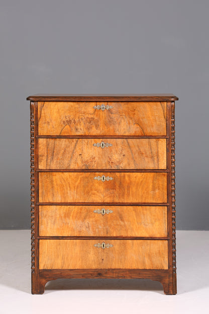 F225 Finish cm Stilvolle Louis Philippe Kommode Nussbaum Gründerzeit Schubladenkommode um 1890