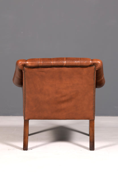 Edler Chesterfield Sessel Clubsessel Echtleder Braun Englischer Armlehnsessel Ledersessel